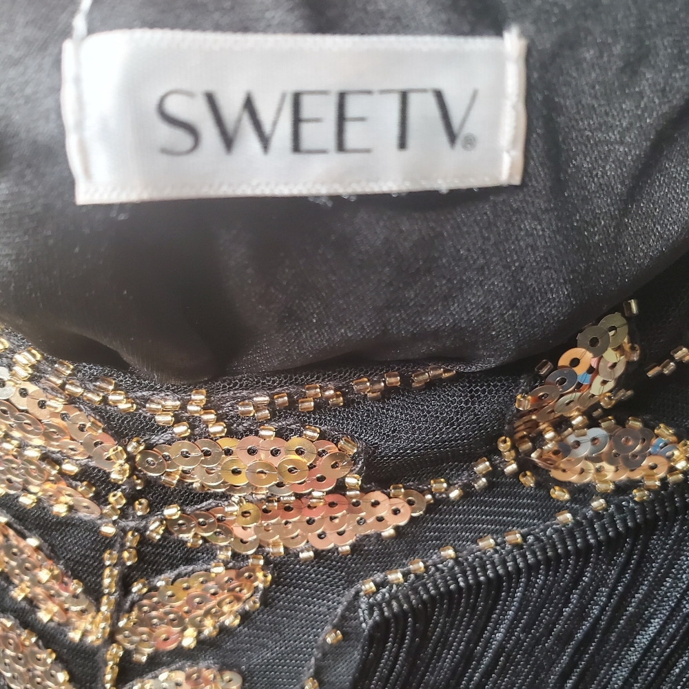 Glamorous Sequin Black and Gold Mini Dress - Picture 4 of 4